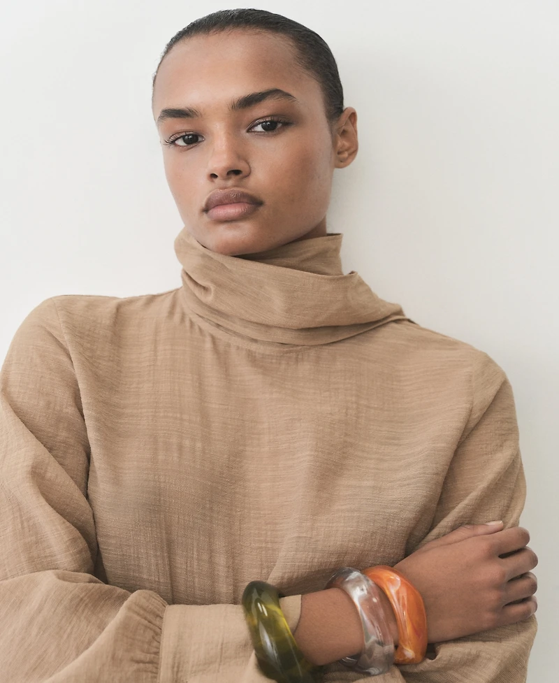 Mango Women's Textured Bow Blouse