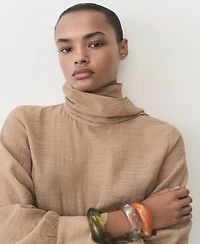 Mango Women's Textured Bow Blouse