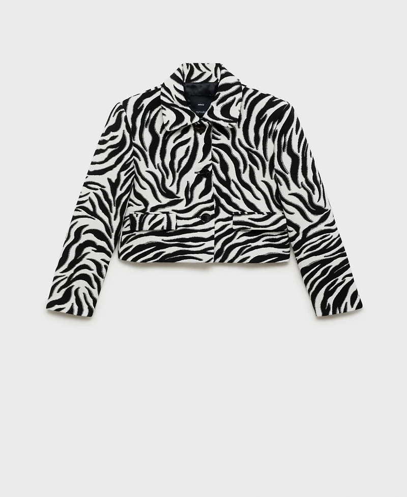 Mango Women's Buttons Detail Zebra-Print Jacket