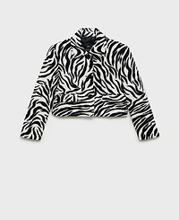 Mango Women's Buttons Detail Zebra-Print Jacket