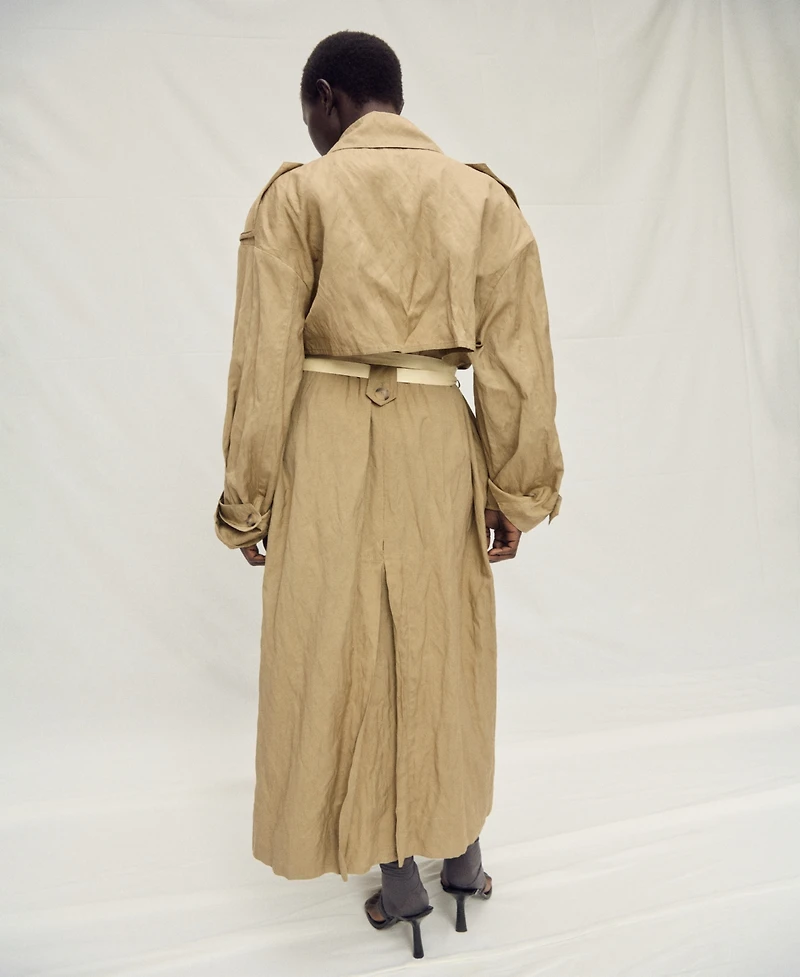 Mango Women's Oversized Wrinkled Effect Trench Coat
