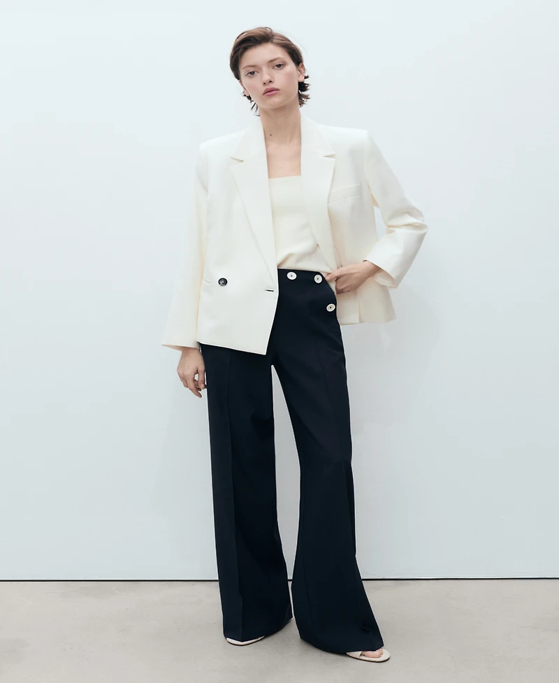 Mango Women's Contrasting Button Detail Straight Pants