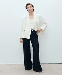 Mango Women's Contrasting Button Detail Straight Pants