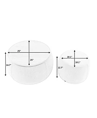 Multifunctional Round Ottoman Coffee Table with Wood Lid Hidden Seat and Storage for Bedroom or Living Room No Assembly Needed-The Pop Home