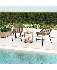 3 Pcs Outdoor Furniture Set with Pet House & Heavy Duty Metal Frame