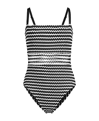 Lands' End Women's Crochet Square Neck High Leg One Piece Swimsuit