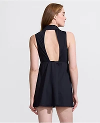 Lands' End Women's Polo Collar Tie Front Swim Dress Swimsuit
