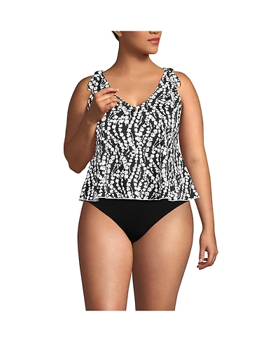 Lands' End Women's Ddd-Cup Tie Shoulder Flutter Tankini Top