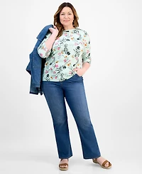 Style & Co Plus Printed 3/4-Sleeve Knit Top