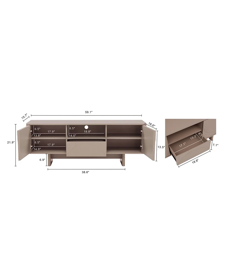 Manhattan Comfort Ella 59.1" Modern 5-Shelf Tv Stand Fits TVs up to 55"