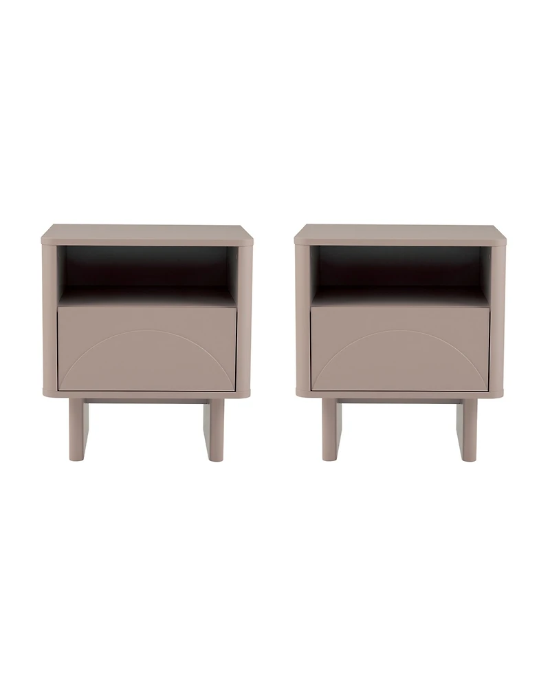 Manhattan Comfort Ella 2-Pc. 19.7" Modern 2-Full Extension Drawer Nightstand Set