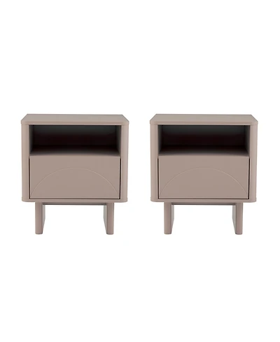 Manhattan Comfort Ella 2-Pc. 19.7" Modern 2-Full Extension Drawer Nightstand Set