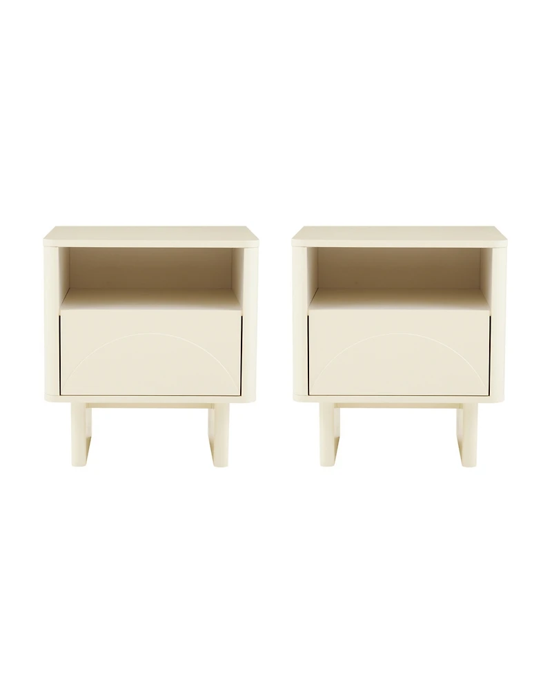Manhattan Comfort Ella 2-Pc. 19.7" Modern 2-Full Extension Drawer Nightstand Set