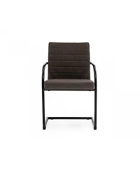 Set of 2 Faux Leather Industrial Dining Chairs for Home or Office Seating
