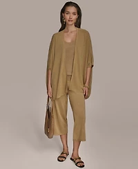 Donna Karan New York Women's Cropped Metallic Knit Pull-On Pants