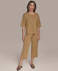 Donna Karan New York Women's Elbow-Sleeve Metallic Sweater
