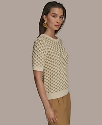 Donna Karan New York Women's Two-Tone Honeycomb Sweater