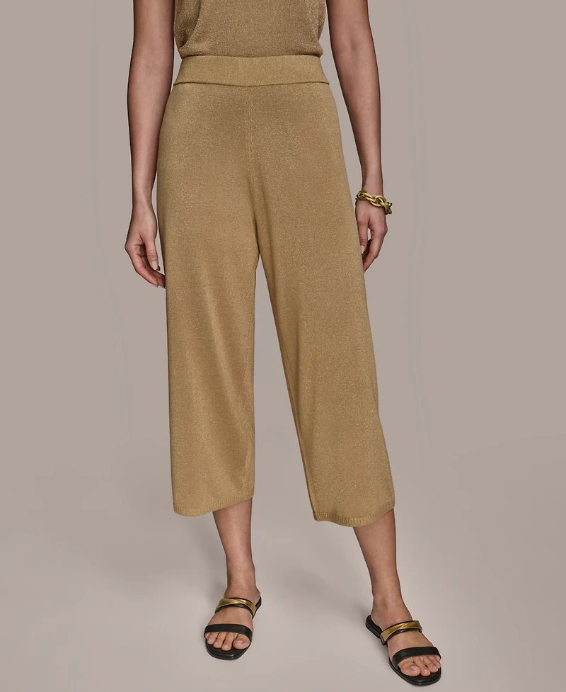 Donna Karan New York Women's Cropped Metallic Knit Pull-On Pants