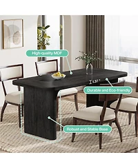 Tribesigns Dining Table for 4-6, Rectangular Wood Kitchen with Double Pedestal, 62-Inch Dinner Room, Living Easy Assembly