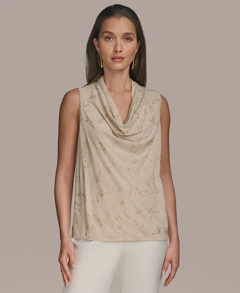 Donna Karan New York Women's Embellished Cowlneck Sleeveless Blouse