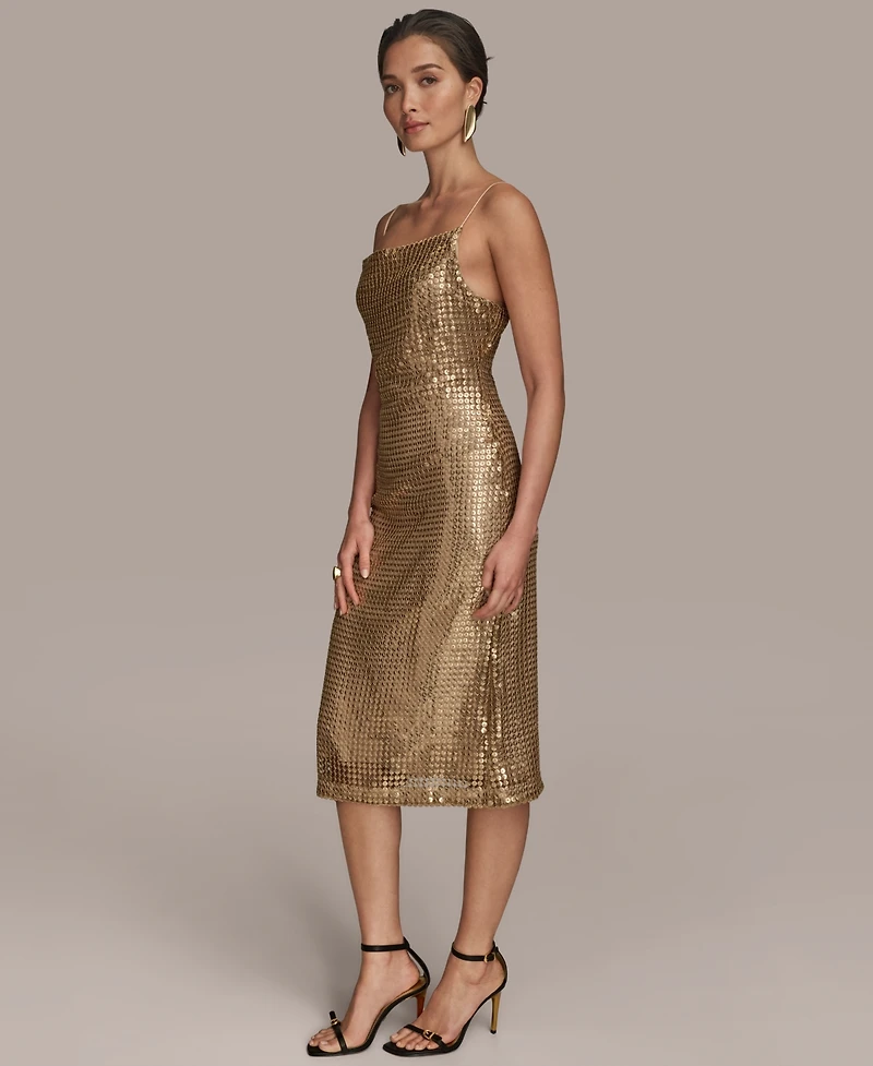 Donna Karan New York Women's Cowl-Neck Sleeveless Sequin Dress