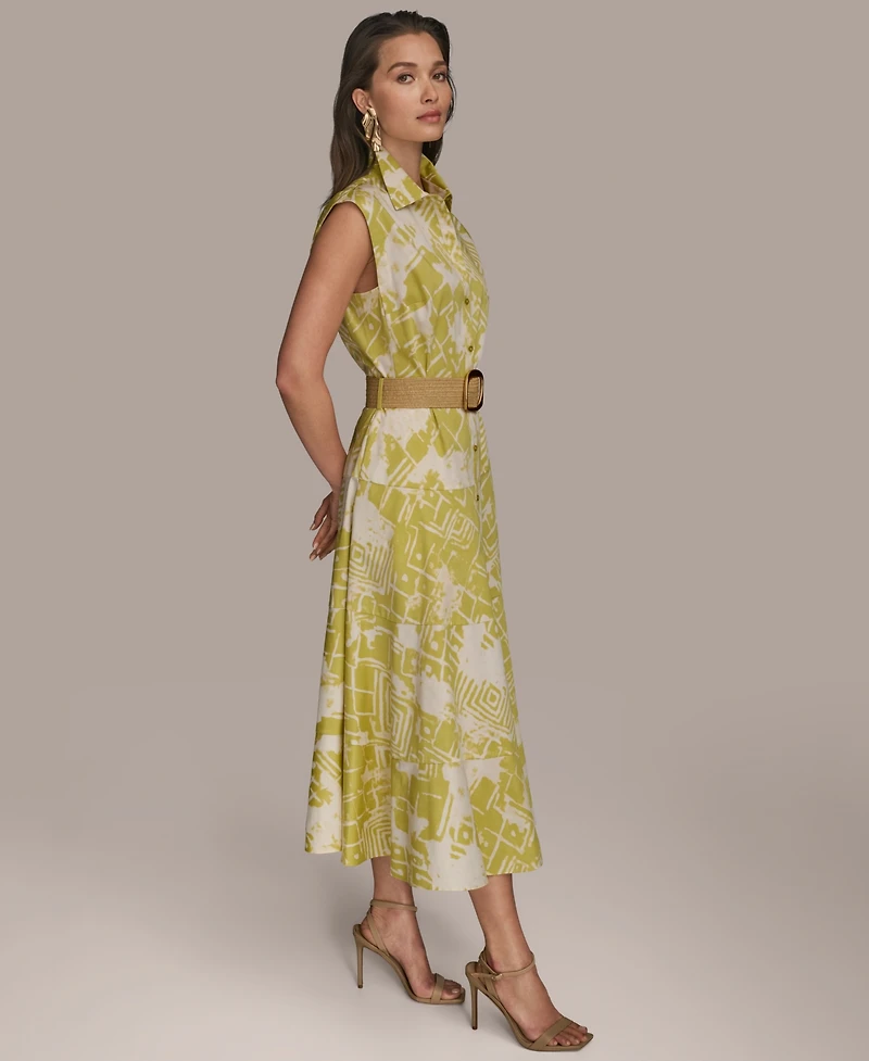 Donna Karan New York Women's Cap Sleeve Printed Shirt Dress