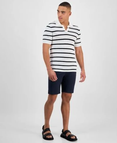 Karl Lagerfeld Mens Stripe Polo Shirt Shorts