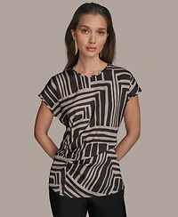 Donna Karan New York Women's Cap-Sleeve Printed Top