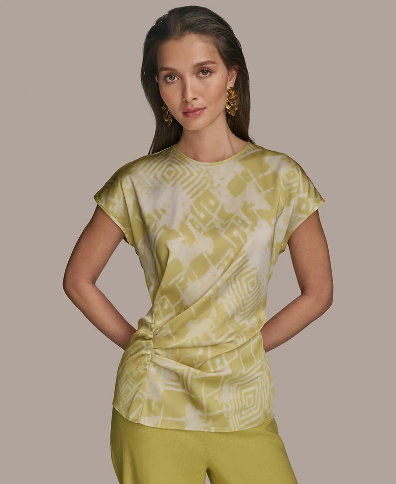 Donna Karan New York Women's Cap-Sleeve Printed Top