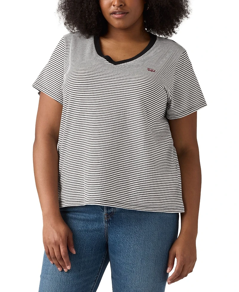 Levi's Plus Size Perfect Cotton Striped Short-Sleeve Tee