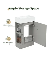 Streamdale 18.6" Bathroom Vanity with Sink, Bathroom Vanity Cabinet with Two-tier Shelf, Left or Right Orientation, Grey