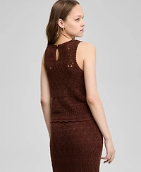 And Now This Women's Sleeveless Crochet Cotton Tank Top