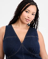 Bar Iii Plus Denim Halter Flared Dress, Exclusively at Macy's
