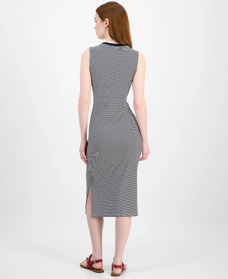 Tommy Hilfiger Women's Striped Crossover Midi Dress