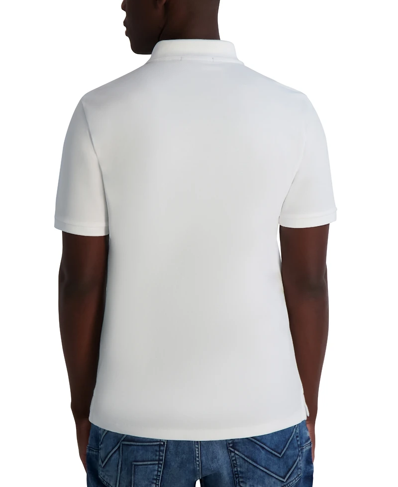 Karl Lagerfeld Paris Men's Short Sleeve Head Logo Pique Polo Shirt