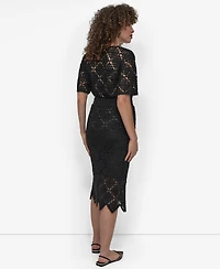Dkny Women's Crocheted Midi Sweater Skirt