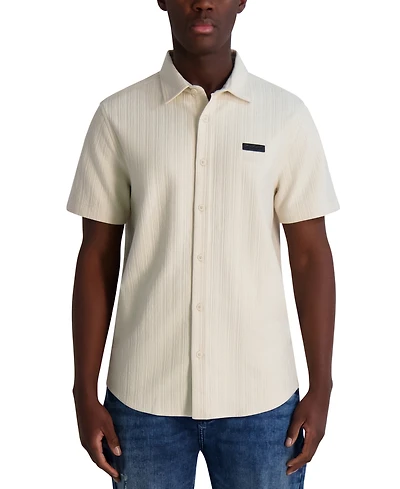 Karl Lagerfeld Paris Men's Short Sleeve Button Front Shirt