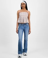 Planet Heart Juniors' Plaid Babydoll Sleeveless Tank