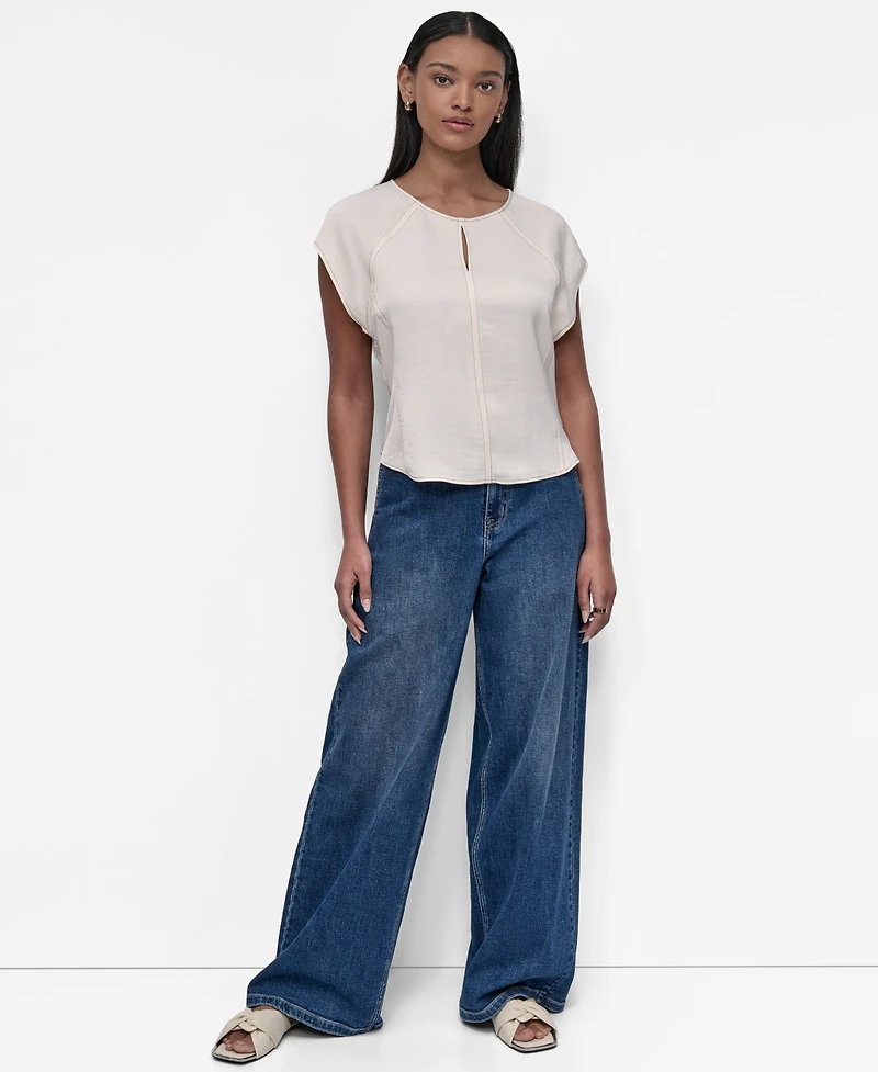 Dkny Women's Glazed Flutter-Sleeve Dressing Top