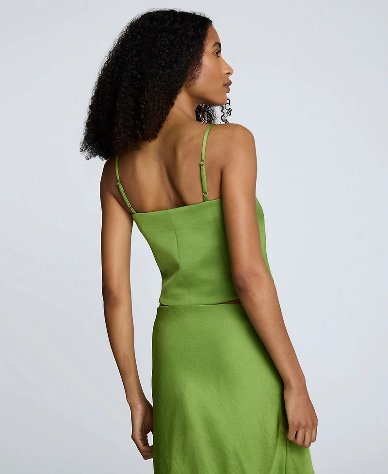 Kenneth Cole Women's Cropped Satin Bustier Top