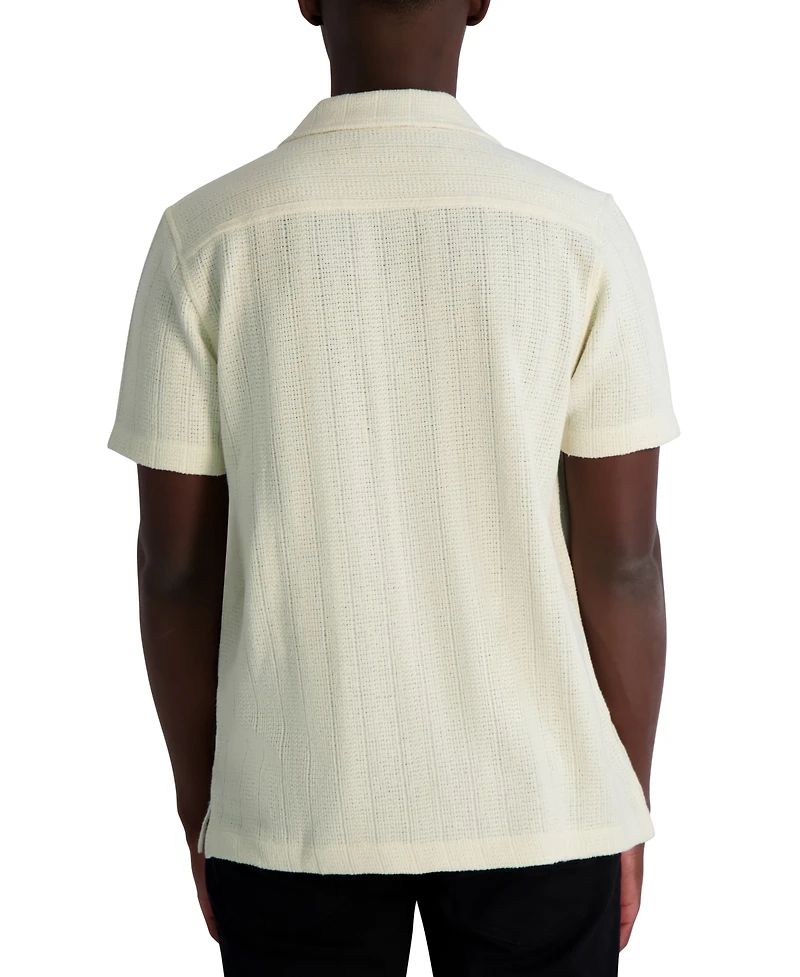 Karl Lagerfeld Paris Men's Short Sleeve Knit Woven Shirt
