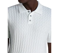 Karl Lagerfeld Paris Men's Textured Short-Sleeve Sweater Polo Shirt