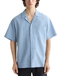 Scotch & Soda Men's Relaxed Fit Short Sleeve Cross Hatch Button-Front Camp Shirt