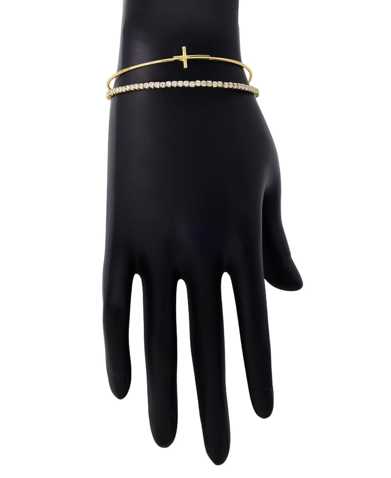 Unwritten Cubic Zirconia Cross Cuff Bracelet