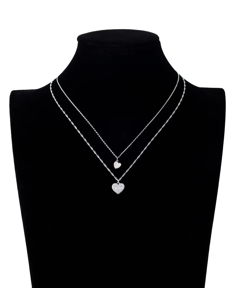 Unwritten Mother of Pearl Heart "Xoxo" Layered Necklace Set