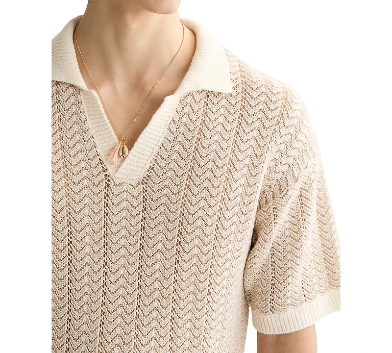 Scotch & Soda Men's Structured Knit Sweater Polo Shirt