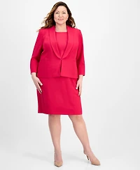 Le Suit Plus Shawl-Collar Jacket & Sleeveless Dress Set