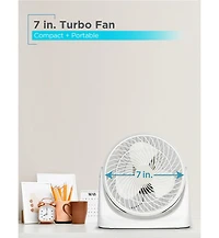 Black+Decker 7-Inch Small Self-Standing Adjustable Portable Fan with 3-Speed Settings, Portable Turbo Fan for Table and Desk with 90° Tilt Angle,