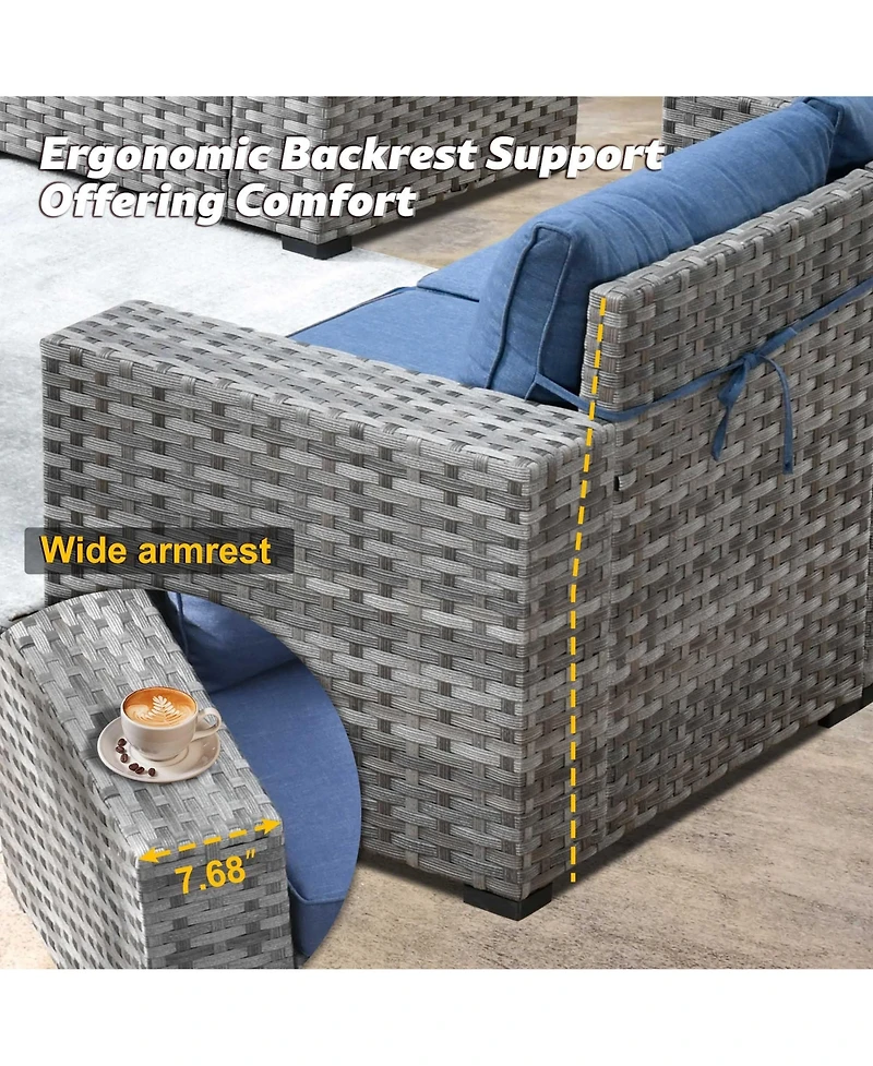 Xizzi Patio Furniture Set,6 Piece Outdoor Sectional Sofa Couch Set,Patio Conversation Set with Modular Wicker Chairs,Widened Armrest,Side Table,Orange