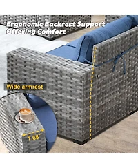 Xizzi Patio Furniture Set,6 Piece Outdoor Sectional Sofa Couch Set,Patio Conversation Set with Modular Wicker Chairs,Widened Armrest,Side Table,Orange